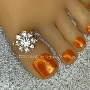 Big Toe Ring Custom Made Silver and Clear Crystal Flower